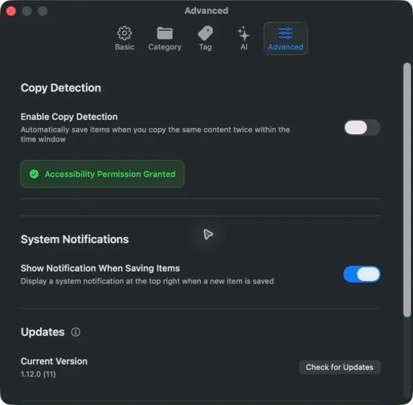 Seahorse Copy Detection settings